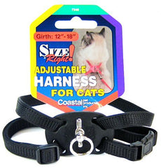 Coastal Pet Size Right Nylon Adjustable Cat Harness - Black