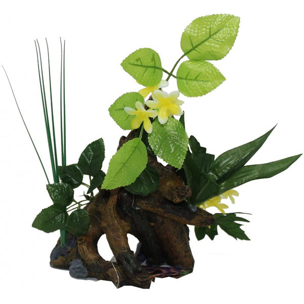 Blue Ribbon Chestnut with Plants Aquarium Ornament