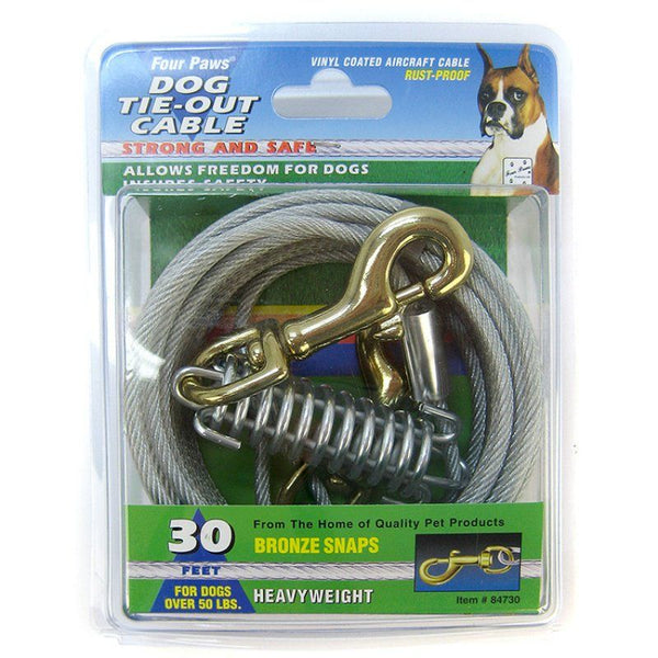 Four Paws Dog Tie Out Cable - Heavy Weight - Black