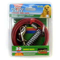 Four Paws Dog Tie Out Cable - Medium Weight - Red