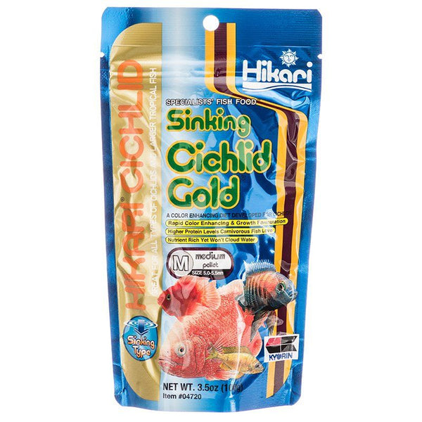 Hikari Cichlid Gold Color Enhancing Sinking Fish Food - Medium Pellet