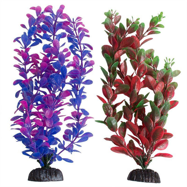 Aquatop Multi-Colored Aquarium Plants 2 Pack - Purple/Pink & Green/Red