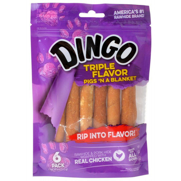 Dingo Triple Flavor Pigs 'n a Blanket Dog Treats with Real Chicken