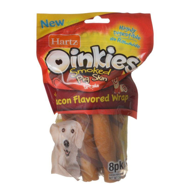 Hartz Oinkies Pig Skin Twists with Bacon Flavored Wrap