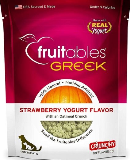 Fruitables Greek Strawberry Yogurt Flavor Crunchy Dog Treats