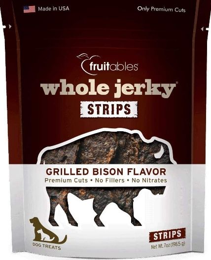 Fruitables Whole Jerky Strips Grilled Bison Dog Treats