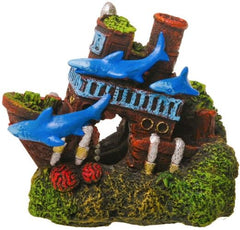 Blue Ribbon Exotic Environments Shark Shipwreck Aquarium Ornament