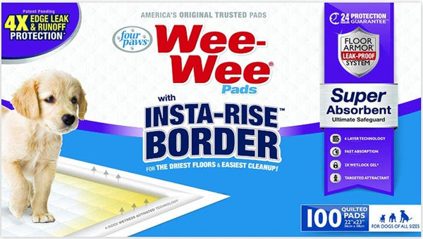 Four Paws Wee Wee Insta Rise Border Quilted Pads - 23 x24