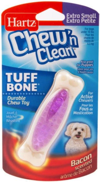 Hartz Chew N Clean Tuff Bone Dental Dog Toy - Bacon Scented